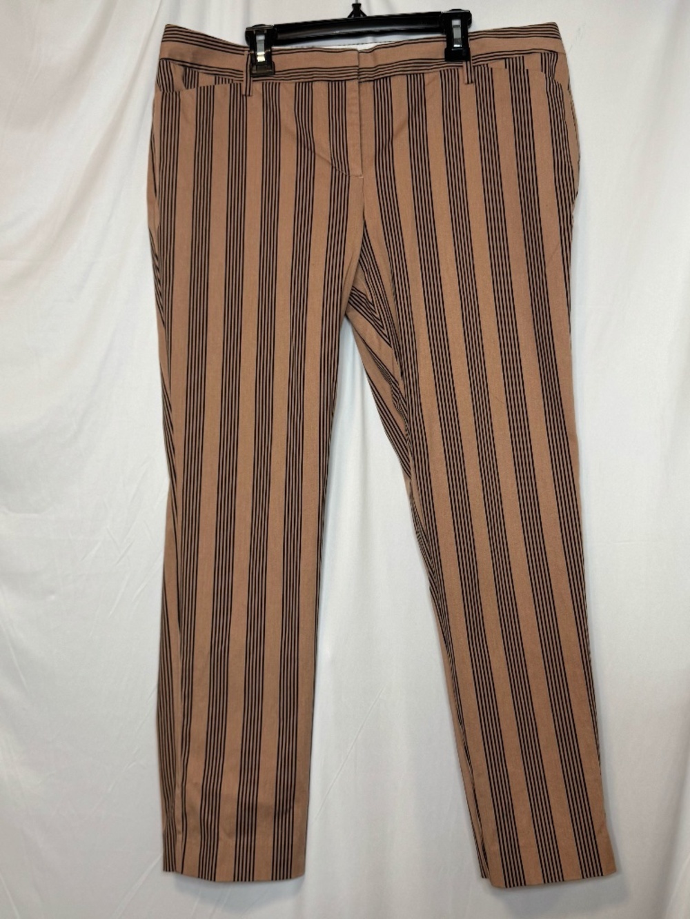 Worthington Womens Peach Black Striped Slim Ankle Pants Size 10 Career Trousers